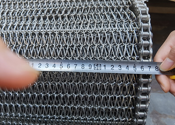 Mısır Cips Bisküvi için Ticari Zincir Bağlantı 1.5mm Ss Hasır Konveyör Bant