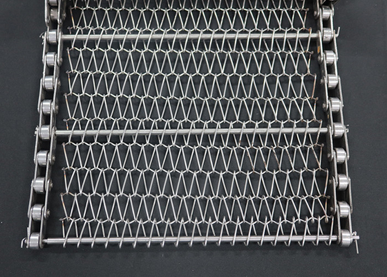 Paslanmaz çelik dokuma zinciri düz dengelenmiş spiral tel dokuma taşıyıcı ağ kemeri