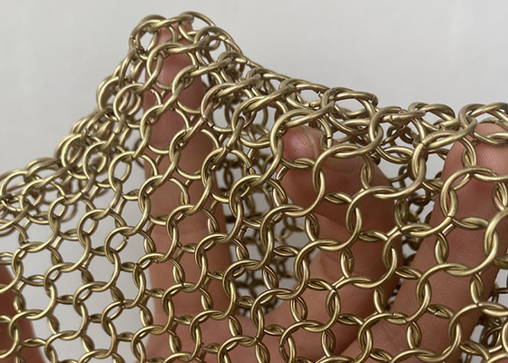 İyi bir fiyat. Altın Rengi Metal Paslanmaz Çelik Halka Örgü Kumaş Chainmail Perde 304ss çevrimiçi