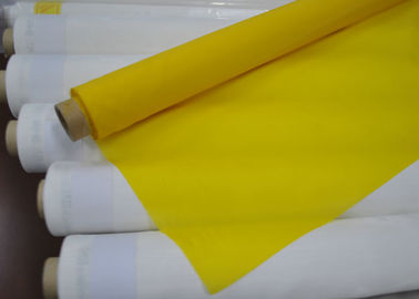 İyi bir fiyat. Serigrafi için Düşük Uzama Polyester İpek Cıvata Bezi, Beyaz / Sarı Renk çevrimiçi