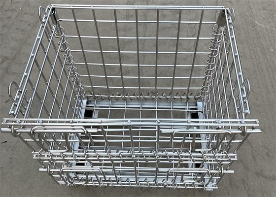 İyi bir fiyat. Yüklenebilir Tel Ağı Depolama Kafesı Paslanmaz Çelik Galvanizli Çelik Kaydırılmış Katlama Konteyner çevrimiçi