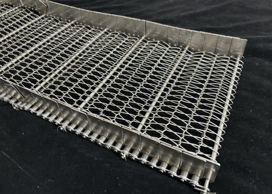 Gıda Paslanmaz Çelik Tel Ağı Spiral Zincir Taşıyıcı Kemeri Baffle ile Özel