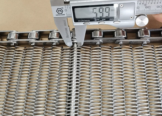 Gıda sınıfı 304 Paslanmaz Çelik Spiral Tel Ağı Zincirli Metal Taşıyıcı Kemeri Fırın Tünel Fırını İçin