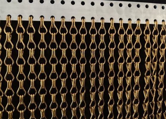 Alüminyum Renkli Çift Kanca Zincir Bağlama Ağı Perde / Dekoratif Metal Ağı Perde Zincir Çamaşırı Kumaş