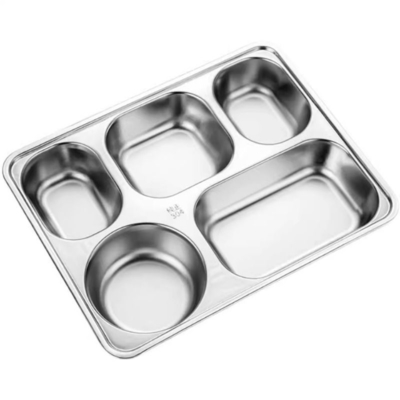 İyi bir fiyat. Endonezya Paslanmaz Çelik 304 Gıda Derecesi Metal Yemek Tablası 6cm Öğrenci Kantini ve Çocuk Yemek Zamanı için Kapak Bölümü çevrimiçi
