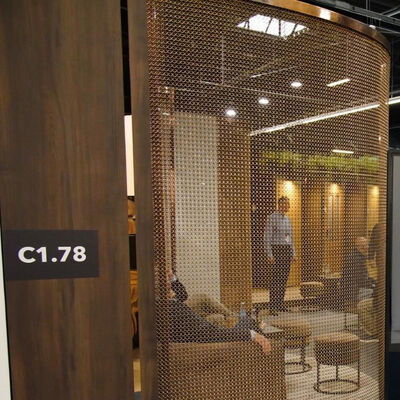 Kalite Custom Size Gold Color Metal Decorative Stainless Steel Ring Curtain Mesh Fabric fabrika