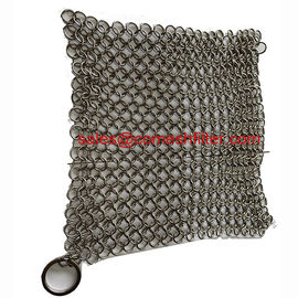 Mutfak için 4x4 İnç Kare Paslanmaz Çelik Chainmail Scrubber